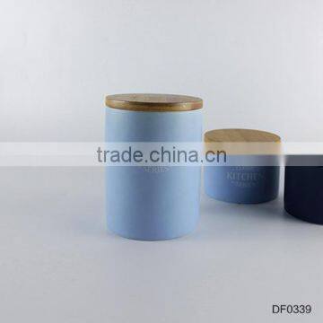 Factory Direct Wholesale Modern Design 3 Layer Mason Ceramic Candy Jar With Wooden Lid photo-3