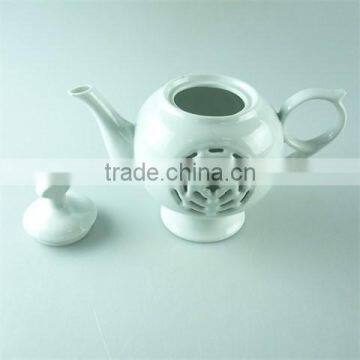 Stock Cheap Plain White Ceramic Tea Pot With Hollow-out Design photo-2