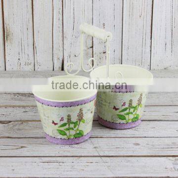 2015 new design paper decal metal garden pails wholesale