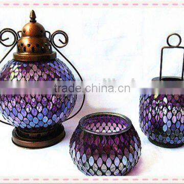 Flower Design Hanging Colored Mosaic Lantern