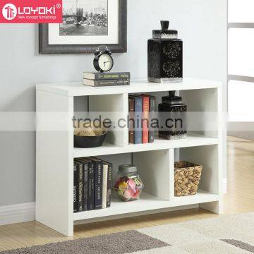 High glossy Console Table bookshelf display best quality wood 2 tier MDF wood hall table