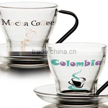 High Quality 4oz 8oz Glass Coffee Mug With Stainless Steel Handle and Saucer photo-2