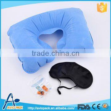 Wholesale soft 3-piece travel kit pillow eye mask for airline