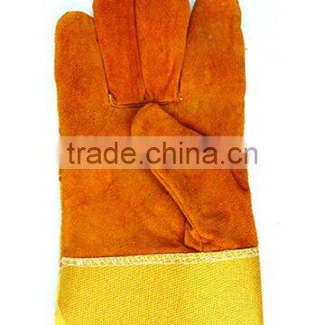 Yellow Color Welding Protective Leather Gloves for Men, Short Cuff photo-2