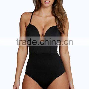 Wholesale OEM Service Fashion Sexy Open Girl Women Cheap One Piece Black Bodysuit