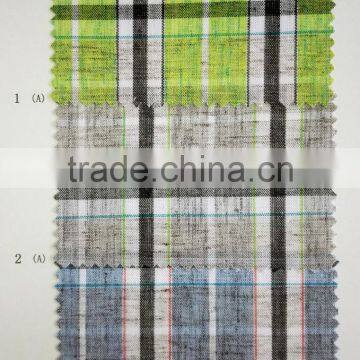 yarn dyed coolmax linen blend check fabric for shirt