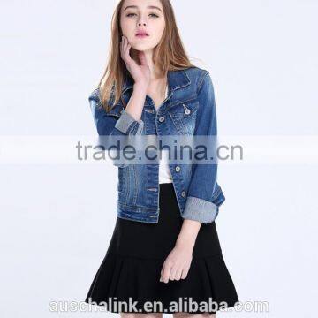 2016 latest korean style long sleeve designer jean jacket designs customized