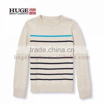 Round Neck Long Sleeve Stripe 100% Cotton Knitted Children Sweater
