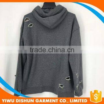 Men Latest Designs Cotton French Terry Blank Hoodies With Many Holes photo-5