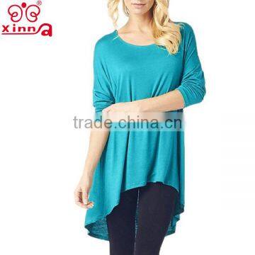 With 3/4 Sleeves Woman Plain T-shirt Dress photo-3