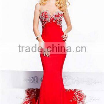 2 Colors Beaded Luxrious Mermaid Sleeveless Dresses for Wedding Party photo-3