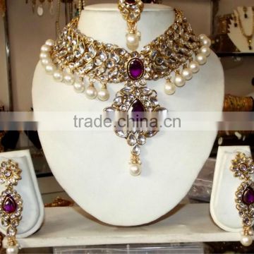 kundan pearl choker necklace EARRING set