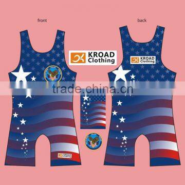 2016 Custom wrestling singlets with your own design, high quality sublimation printing with best ink