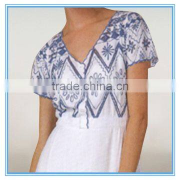 New Fashion Latest Embroidery Ladies Short Sleeve Dresses With Pictures photo-2