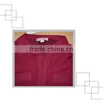 Wine Red Viscose Roll-up Sleeve Shirt for Girls photo-3