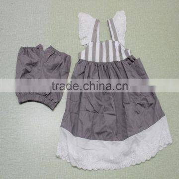 European Design Kids Girls Clothing Sets Wholesale Baby Girl Ruffle Lace Top Plain White Bloomer Boutique Set photo-3