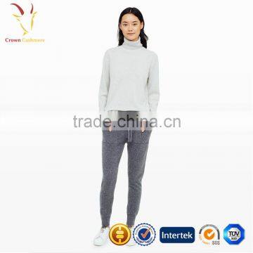 Cashmere Wool Lady Pants Casual Pants with Pockets