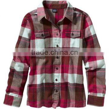 Light red plaid custom flannel shirt for men