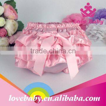 Wholesale Solid Color Baby Bloomers Fashional Satin Bloomers With Butterfly Knot photo-5