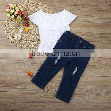 S17440A 2017 Wholesale Children Boutique Clothing Ruffle Outfit for Kids photo-6