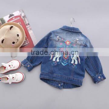 S33428W 2017 Fashion Spring Autumn Children Outwear Kids Embroidery Denim Jacket photo-2
