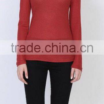 Runwaylover EY2227B Basic Women Long Sleeve V Neck T Shirt With Open Thumb Hole