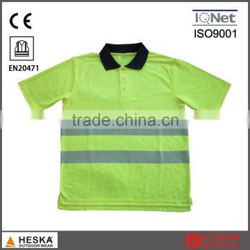 Knitted Hivis T-shirt men polo shirt with heat transfer tape EN471 high visibility