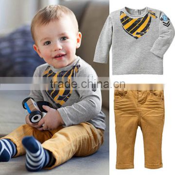 Fashion Design Baby Clothing Sets Casual Cotton Tops And Yellow Pants Boys Clothes Sets Suits For CS40902-13