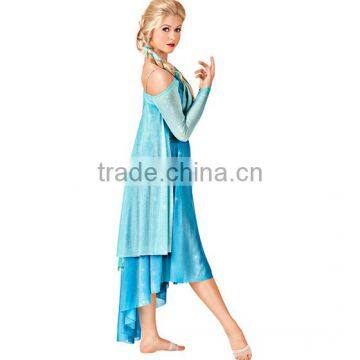 2016 Hot !!-light Blue Let it go Long Glitter Costumes- Frozen Princess Spark Dresses photo-2