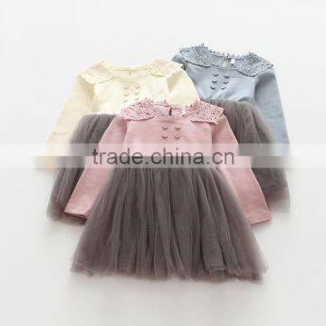 New style button solid color kids baby girls tutu dress