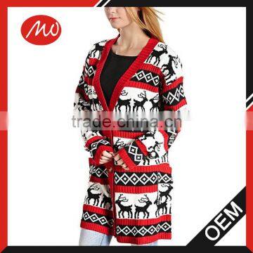 Ladies fashion cotton blend lighted christmas cardigan sweater