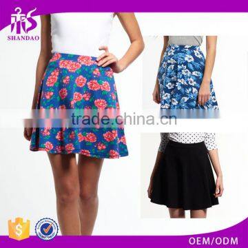 2016 China Supplier Shandao Good Quanlity Summer Casual Short Ruffle A Line Floral Printed Cotton Young Girls Mini Skirt