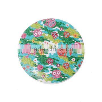 Wood Cabochon Round Multicolor Skull Halloween Pattern 30.0mm, 50 PCs