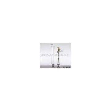 clear glass vase, mouth blown glassware