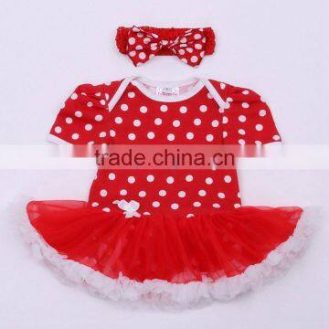 Little Girls' Cute Short Sleeve Allover Dotted Cotton Princess Tutu Dress