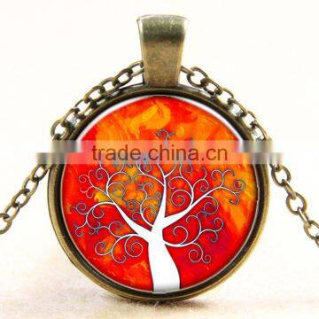 XP-TGN-LT-165 Lady Diy Image Dome Cabochon Colorful Life Tree Charm Time Gem Necklace With Popular Accessories photo-2