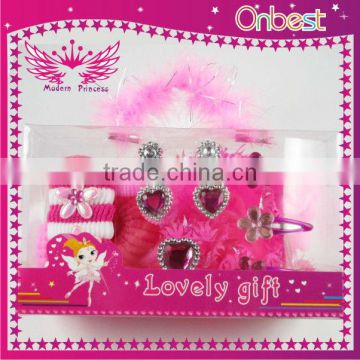 handmade hair accessory set with pvc box for baby girls