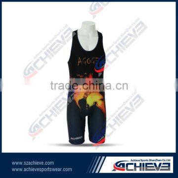 Printing sublimated lycra fitness clothing wrestling singlet