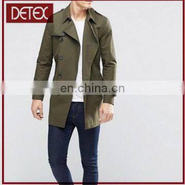 Brand Factory Mens Khaki Double Breasted Trench Coat Buckles