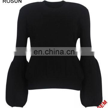 Merino wool sweater puff sleeve woman jumpers