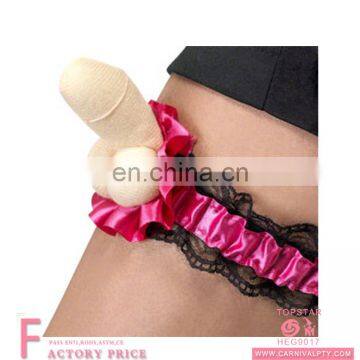 Sexy girls lace panty elastic garter Pink and Black Willy Garter B