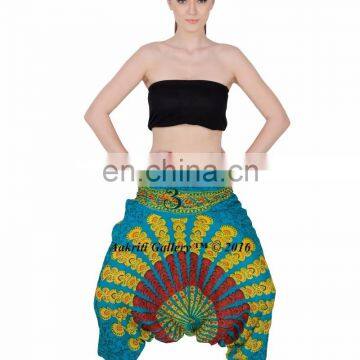 Rayon jumpsuit for lady handmade in Indian Hippie Gypsy Turquoise Peacock Print Harem Pant