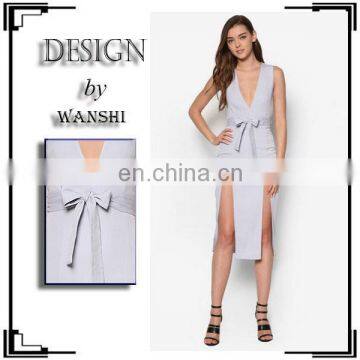 Sexy dress for women fashion design lady high slipt v-neck bodycon dress