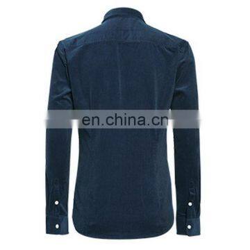 T-MSS544 Men Long Sleeve Navy Blue 100% Cotton Corduroy Dress Shirt photo-6