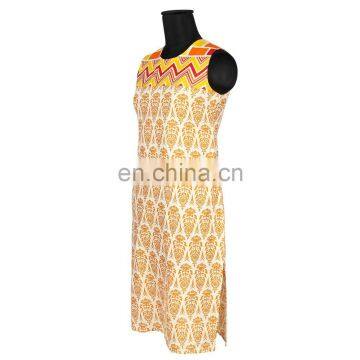 ROUND NECK FASHION YOKE PRINTED KURTIS COTTON