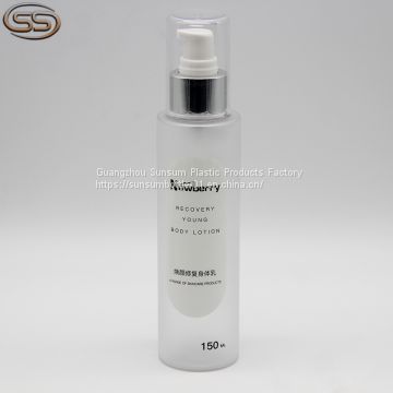 Custom Logo150ml Frosted Plastic PET Lotion Bottle with Sliver Pump