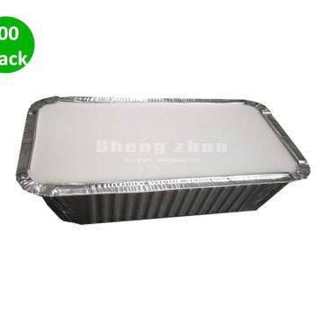 100 Pack Aluminum Pans With Aluminum Cladding Paper Cover, Rectangular Aluminum Foil Grill Pans, Aluminum Pans for Cooking,Baking,Storage (670 ML)