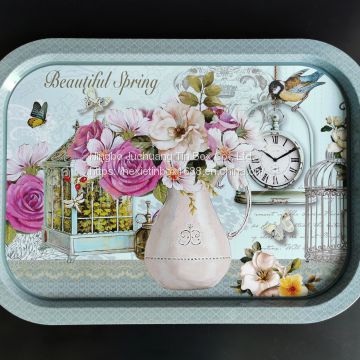 Square Plate Birthday Tin Box With Clear Top Lids Coffee Tin Box