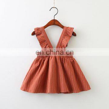 RTS Girl Kids Olive Stripe Ruffle Skirt Suspender Skirt Vintage Skirt photo-3