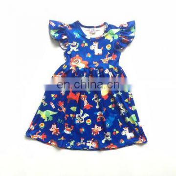 2020 Toddler Baby Girls Dress Cartoon Print Childrenswear Wholesale